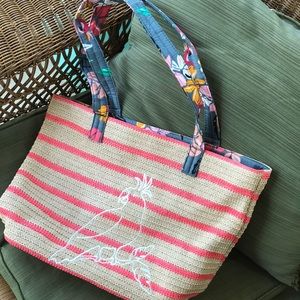 NWT Vera Bradley Straw Beach Tote Bag
